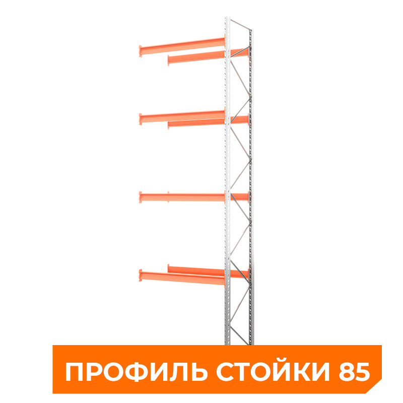 Секция приставная стеллажа металлического паллетного 6000х1800х1100 мм (85.1.5). Ярусы: пол+4