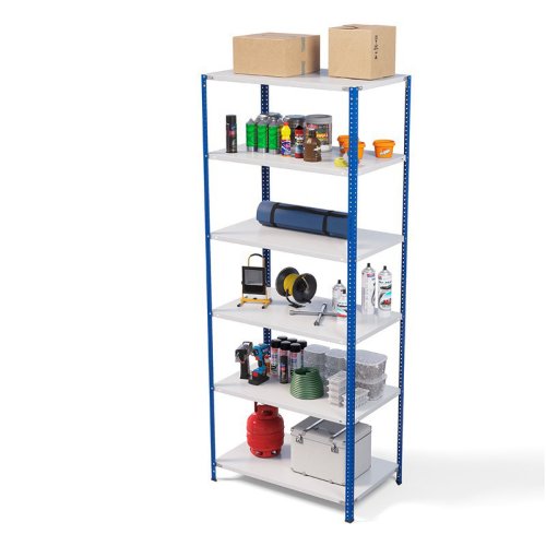 Стеллаж металлический ТС Лайт, синие стойки, 2200x1000x400 мм. Полки: 6 шт. металл (ТС 220100406с)