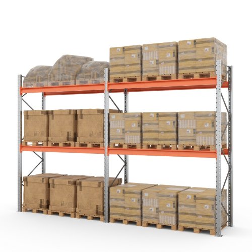 Два паллетных стеллажа в линию 2500х2700х1100 мм (100.1.5). Ярусы: пол+2