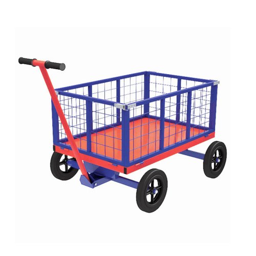 Тележка с поворотной осью ТПОБ 7 С (г/п 600 кг, 1400x800 мм, колеса литые чугун.обод 250 мм)