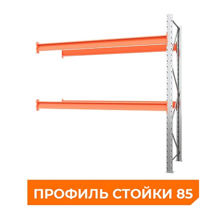 Секция приставная стеллажа металлического паллетного 2500х2700х1100 мм (85.1.5). Ярусы: пол+2