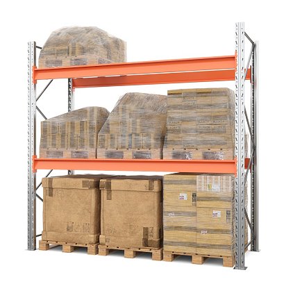 Стеллаж металлический паллетный 2500х2700х1100 мм (70.1.5). Ярусы: пол+2