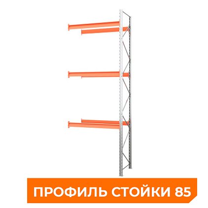 Секция приставная стеллажа металлического паллетного 5000х1800х1100 мм (85.1.5). Ярусы: пол+3