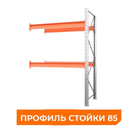 Секция приставная стеллажа металлического паллетного 2500х1800х1100 мм (85.1.5). Ярусы: пол+2