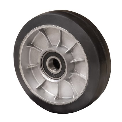 Колесо 160х50 алюминий / резина с подшипниками